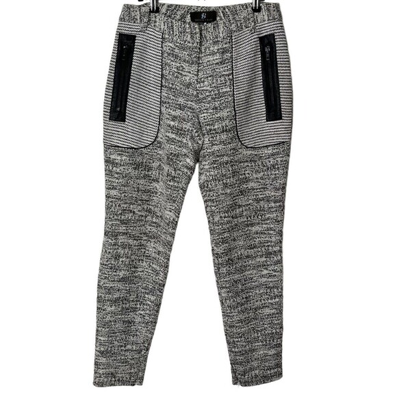 Sachin + Babi Tweed Flat Front Pants Cream Black Women’s Size 4 Zip Pocket Slim - Picture 2 of 13